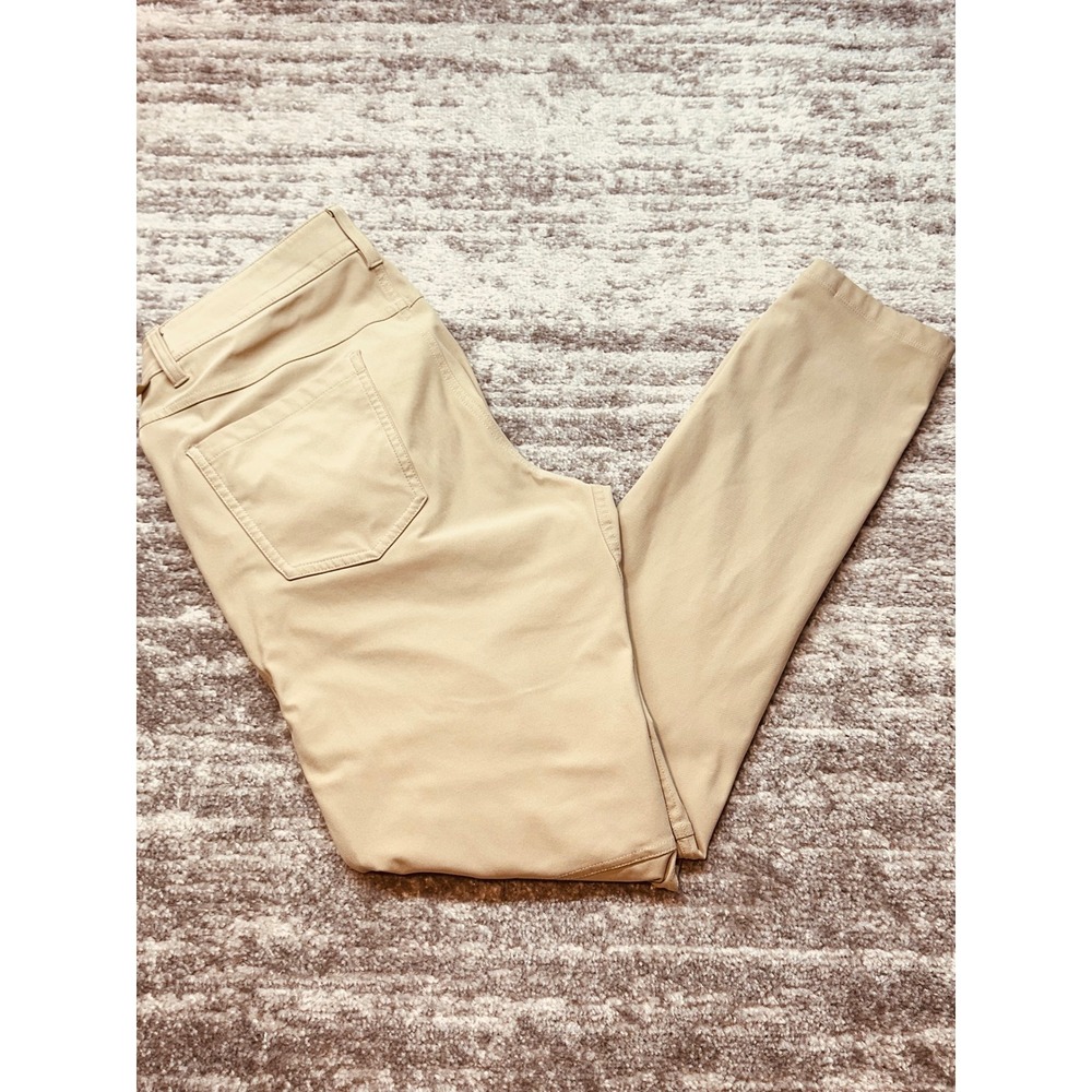 Lululemon Commission Slim Pant Men 32 Khaki Tan ABC Technology Chino Golf